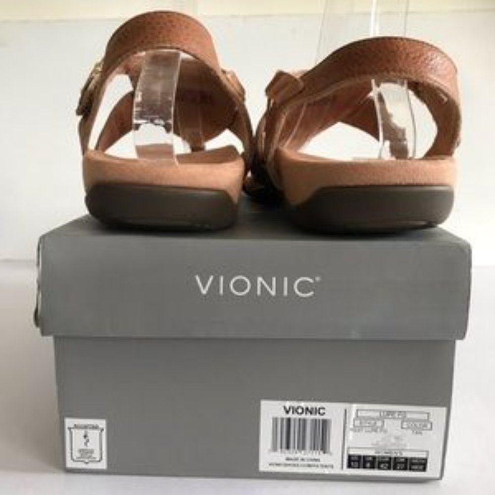 Vionic Lupe Leather Adjustable T-Strap Sandals - Picture 5 of 9